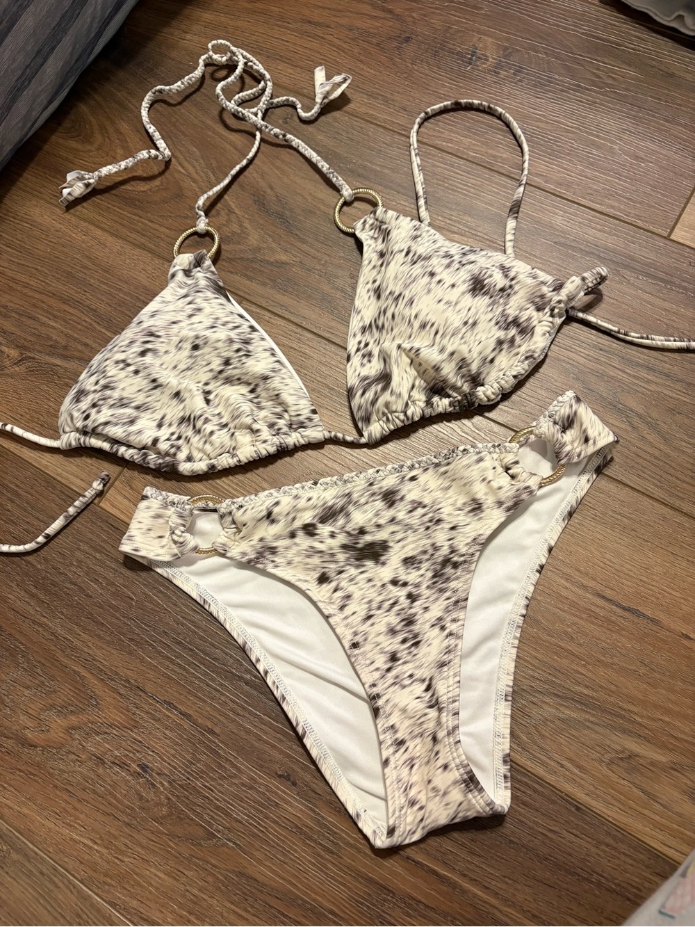 Forever 21 Speckled Cream and Brown Triangle Bikini